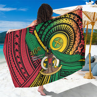 Halo Vanuatu Sarong Happy 46th Independence Anniversary LT14 One Size 44 x 66 inches Black - Polynesian Pride