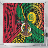 Halo Vanuatu Shower Curtain Happy 46th Independence Anniversary LT14 - Polynesian Pride