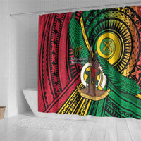 Halo Vanuatu Shower Curtain Happy 46th Independence Anniversary LT14 - Polynesian Pride