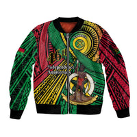 Halo Vanuatu Sleeve Zip Bomber Jacket Happy 46th Independence Anniversary LT14 Unisex Black - Polynesian Pride