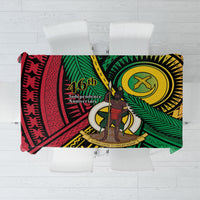 Halo Vanuatu Tablecloth Happy 46th Independence Anniversary LT14 Black - Polynesian Pride