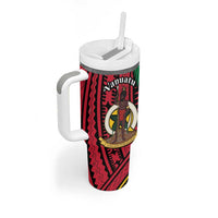 Halo Vanuatu Tumbler With Handle Happy 46th Independence Anniversary LT14 - Polynesian Pride
