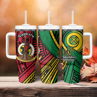Halo Vanuatu Tumbler With Handle Happy 46th Independence Anniversary LT14 - Polynesian Pride