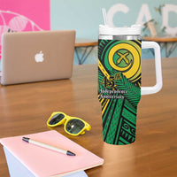 Halo Vanuatu Tumbler With Handle Happy 46th Independence Anniversary LT14 - Polynesian Pride