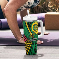 Halo Vanuatu Tumbler With Handle Happy 46th Independence Anniversary LT14 - Polynesian Pride