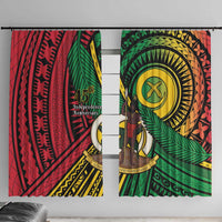 Halo Vanuatu Window Curtain Happy 46th Independence Anniversary LT14 With Hooks Black - Polynesian Pride