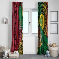 Halo Vanuatu Window Curtain Happy 46th Independence Anniversary LT14 With Grommets Black - Polynesian Pride