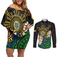 Lalawigan ng Palawan Couples Matching Off Shoulder Short Dress and Long Sleeve Button Shirt Philippines Province Land of Promise