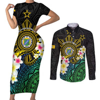 Lalawigan ng Palawan Couples Matching Short Sleeve Bodycon Dress and Long Sleeve Button Shirt Philippines Province Land of Promise