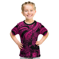 Personalised Polynesian Kid T Shirt Tribal Honu Turtle with Hibiscus Pink Version LT14 Pink - Polynesian Pride