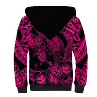 Personalised Polynesian Sherpa Hoodie Tribal Honu Turtle with Hibiscus Pink Version LT14 - Polynesian Pride