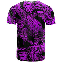 Custom Polynesian T Shirt Tribal Honu Turtle with Hibiscus Purple Version LT14 - Polynesian Pride
