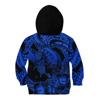 Personalised Polynesian Kid Hoodie Tribal Honu Turtle with Hibiscus Blue Version LT14 - Polynesian Pride