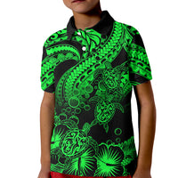 Personalised Polynesian Kid Polo Shirt Tribal Honu Turtle with Hibiscus Green Version LT14 Kid Green - Polynesian Pride