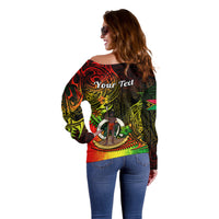Personalised Vanuatu Off Shoulder Sweater Reggae Polynesia Long God Yumi Stanap LT14 - Polynesian Pride