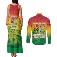 Vanuatu Indipendens Dei Couples Matching Tank Maxi Dress and Long Sleeve Button Shirt Yumi 46th Independence Anniversary