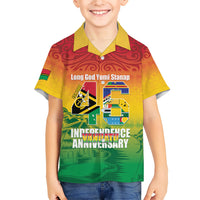 Vanuatu Indipendens Dei Family Matching Off The Shoulder Long Sleeve Dress and Hawaiian Shirt Yumi 46th Independence Anniversary LT14 Son's Shirt Reggae - Polynesian Pride