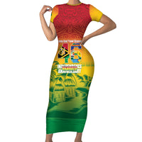 Vanuatu Indipendens Dei Family Matching Short Sleeve Bodycon Dress and Hawaiian Shirt Yumi 46th Independence Anniversary LT14 Mom's Dress Reggae - Polynesian Pride