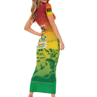 Vanuatu Indipendens Dei Short Sleeve Bodycon Dress Yumi 46th Independence Anniversary