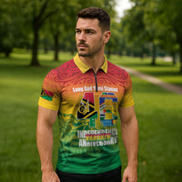 Vanuatu Indipendens Dei Zipper Polo Shirt Yumi 46th Independence Anniversary