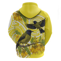 Bellbird New Zealand Hoodie Korimako Kowhai Maori Pattern