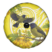 Bellbird New Zealand Spare Tire Cover Korimako Kowhai Maori Pattern