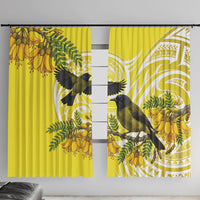 Bellbird New Zealand Window Curtain Korimako Kowhai Maori Pattern