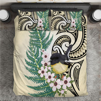 Endemic Tomtit New Zealand Bedding Set Miromiro Manuka Silver Fern Maori Pattern