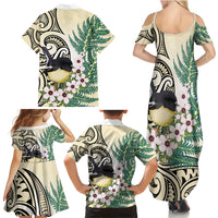 Endemic Tomtit New Zealand Family Matching Summer Maxi Dress and Hawaiian Shirt Miromiro Manuka Silver Fern Maori Pattern LT14 - Polynesian Pride