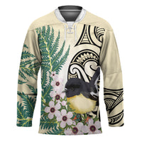 Endemic Tomtit New Zealand Hockey Jersey Miromiro Manuka Silver Fern Maori Pattern