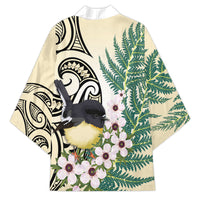 Endemic Tomtit New Zealand Kimono Miromiro Manuka Silver Fern Maori Pattern
