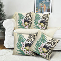 Endemic Tomtit New Zealand Pillow Cover Miromiro Manuka Silver Fern Maori Pattern