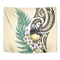 Endemic Tomtit New Zealand Tapestry Miromiro Manuka Silver Fern Maori Pattern