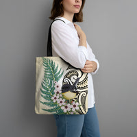 Endemic Tomtit New Zealand Tote Bag Miromiro Manuka Silver Fern Maori Pattern