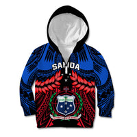 Personalised Samoa Kid Hoodie Heritage Festival Samoan Tattoo With Ula Fala Kava Bowl LT14 Zip Hoodie Blue - Polynesian Pride