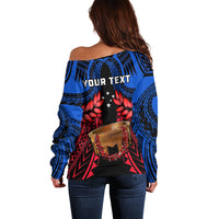 Personalised Samoa Off Shoulder Sweater Heritage Festival Samoan Tattoo With Ula Fala Kava Bowl LT14 - Polynesian Pride