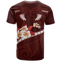 Oxblood Polynesia T Shirt Tribal Pattern Tropical Frangipani