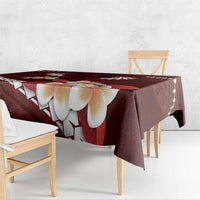 Oxblood Polynesia Tablecloth Tribal Pattern Tropical Frangipani