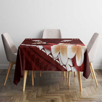 Oxblood Polynesia Tablecloth Tribal Pattern Tropical Frangipani