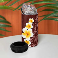 Oxblood Tropical Plumeria With Galaxy Polynesian Art 4 in 1 Can Cooler Tumbler