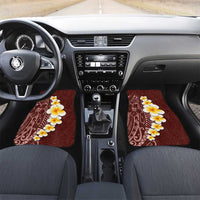Oxblood Tropical Plumeria With Galaxy Polynesian Art Car Mats