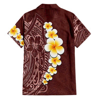 Oxblood Tropical Plumeria With Galaxy Polynesian Art Family Matching Long Sleeve Bodycon Dress and Hawaiian Shirt LT14 - Polynesian Pride