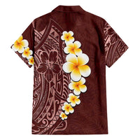Oxblood Tropical Plumeria With Galaxy Polynesian Art Family Matching Short Sleeve Bodycon Dress and Hawaiian Shirt LT14 - Polynesian Pride