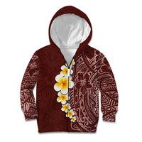 Oxblood Tropical Plumeria With Galaxy Polynesian Art Kid Hoodie