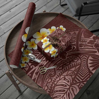Oxblood Polynesia Wrapping Paper Plumeria Tropical Leaves With Galaxy Polynesian Art
