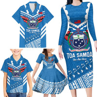 Custom Toa Samoa Rugby Family Matching Long Sleeve Bodycon Dress and Hawaiian Shirt Samoan Siva Tau Uso Aso Uma