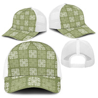 Vesuvian Green Palaka Quilt Hawaii Baseball Net Cap Traditional Hawaii-plaid Pattern - Polynesian Pride