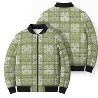 Vesuvian Green Palaka Quilt Hawaii Bomber Puffer Jacket Traditional Hawaii-plaid Pattern - Polynesian Pride