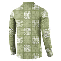 Vesuvian Green Palaka Quilt Hawaii Button Sweatshirt Traditional Hawaii-plaid Pattern - Polynesian Pride
