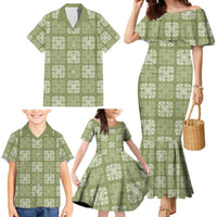 Vesuvian Green Palaka Quilt Hawaii Family Matching Mermaid Dress and Hawaiian Shirt Traditional Hawaii-plaid Pattern LT14 - Polynesian Pride
